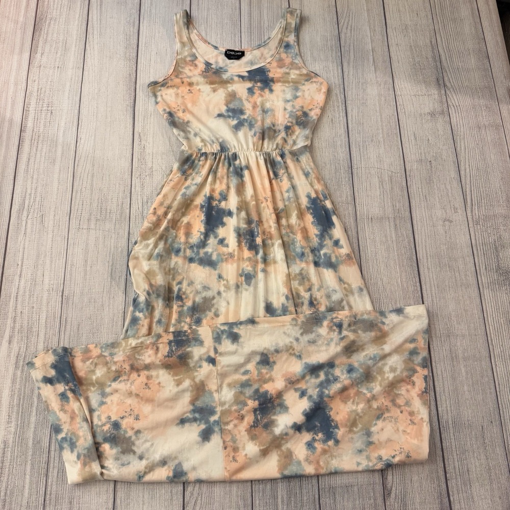 Bebe Maxi Dress Women's Small Tie Dye Sleeveless Empire Waist Stretch USA Boho